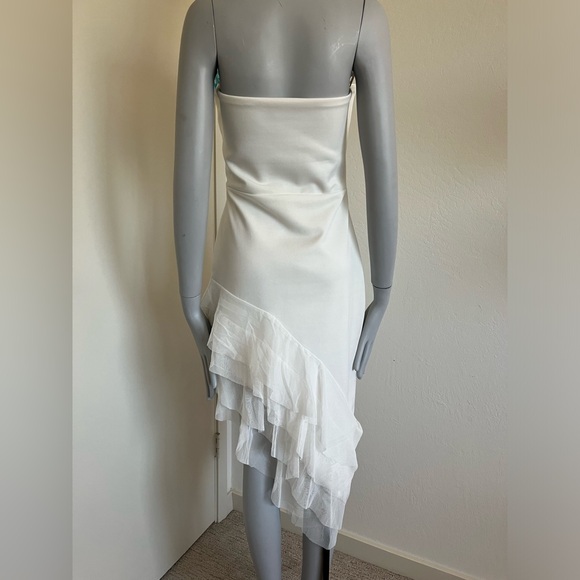 UPDATE: SOLD! white asymmetric ruffle midi dress - Picture 7 of 10